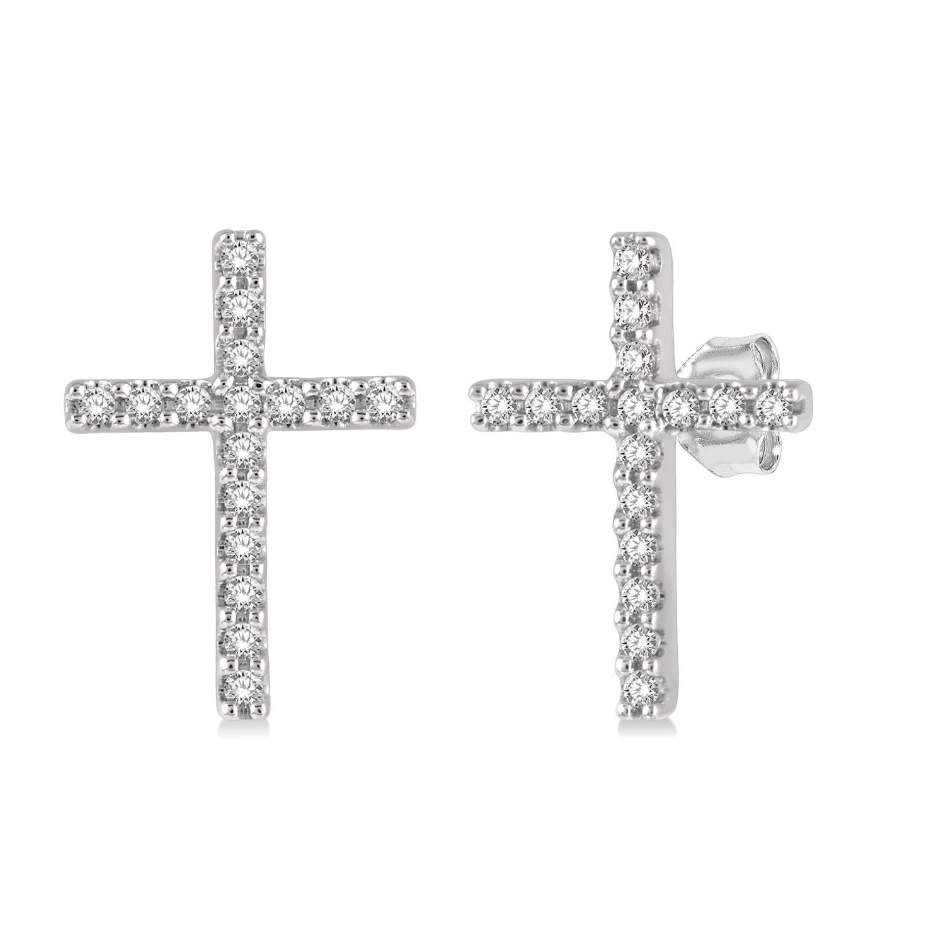 14k Cross Petite Diamond Fashion Earrings