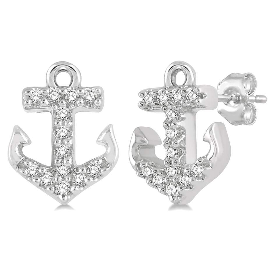 14K Anchor Petite Diamond Fashion Earrings