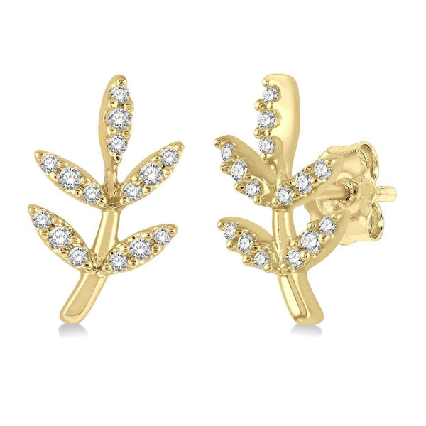 14K Leaf Petite Diamond Fashion Earrings