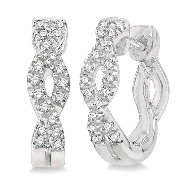 Swirl Petite Diamond Huggie Fashion Earrings