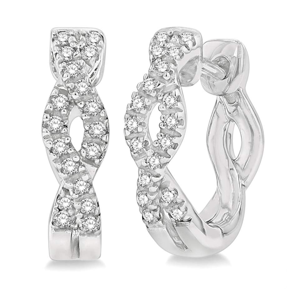 Swirl Petite Diamond Huggie Fashion Earrings