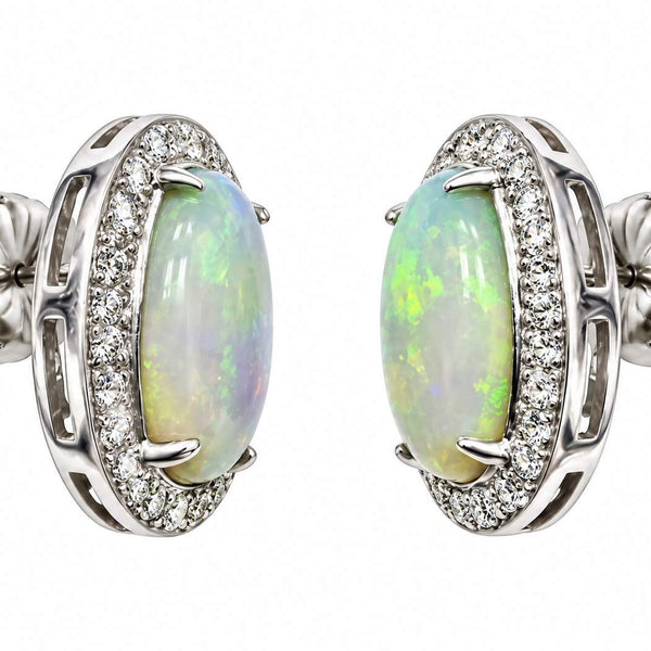 18K Opal Diamond Earrings