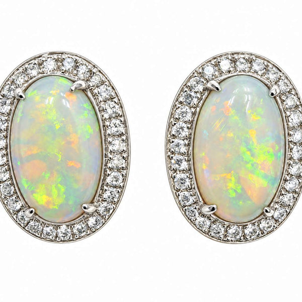 18K Opal Diamond Earrings