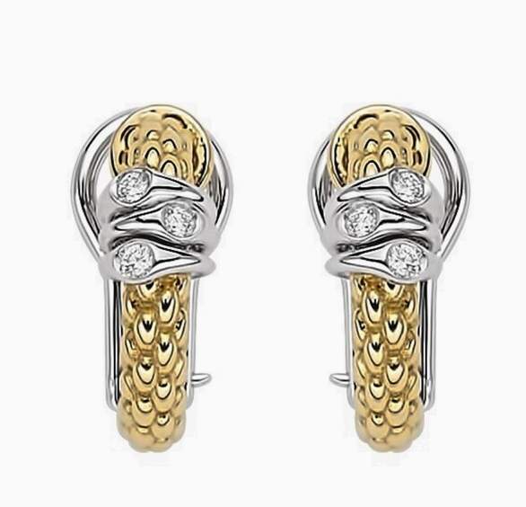 FOPE PRIMA Collection In 18k Yellow and White Gold 0.08cttw Diamond Earrings