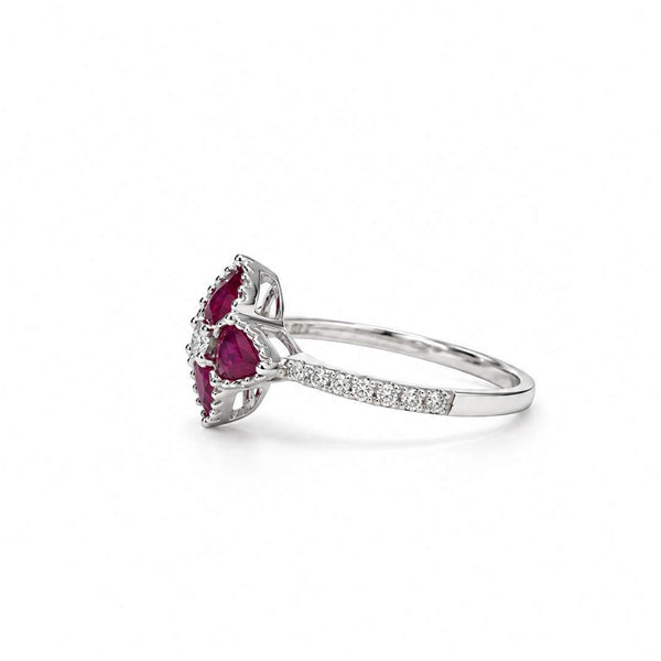 18K White Gold Ruby Diamond Petite Ring.