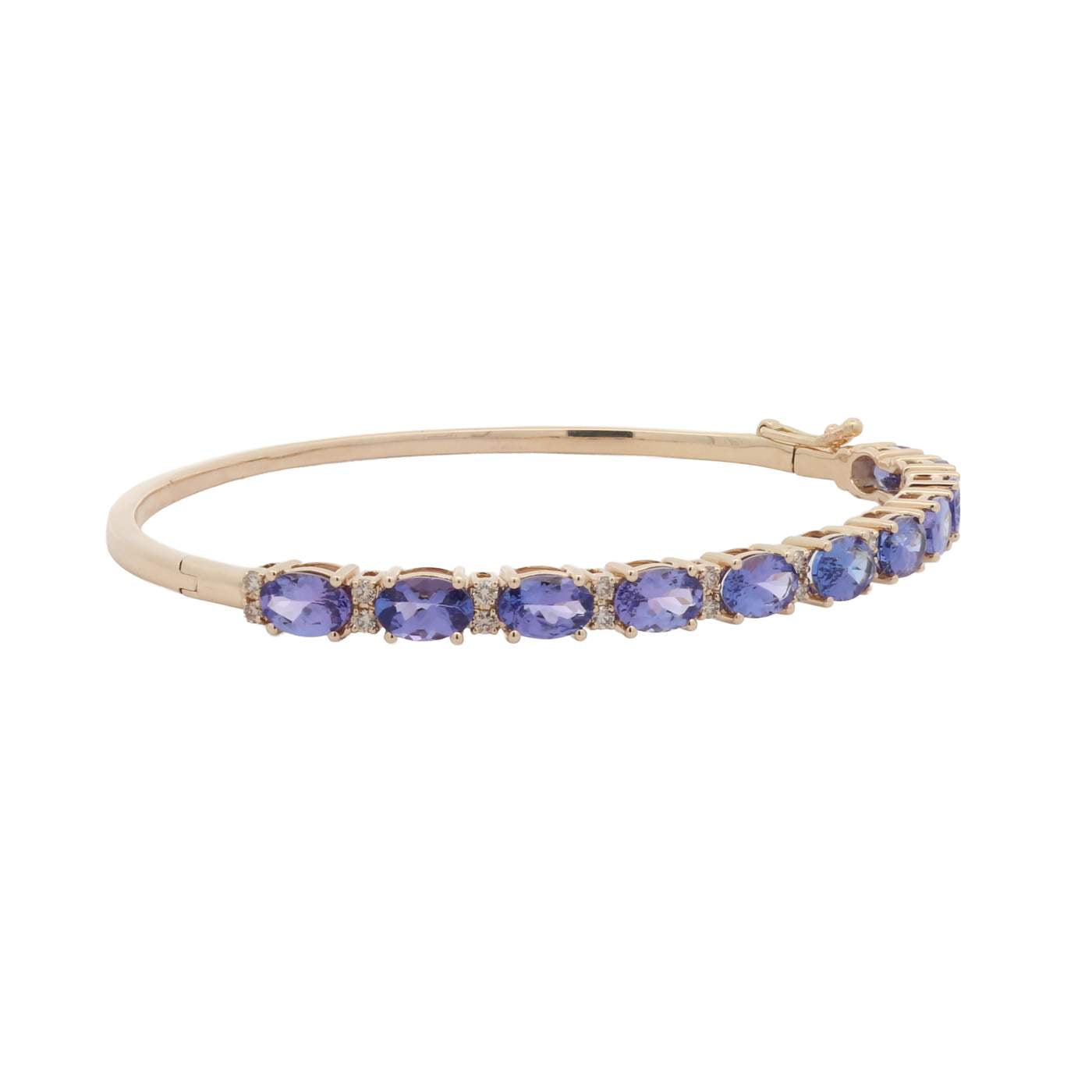 14K Alternating Diamond And Tanzanite Bangle Bracelet