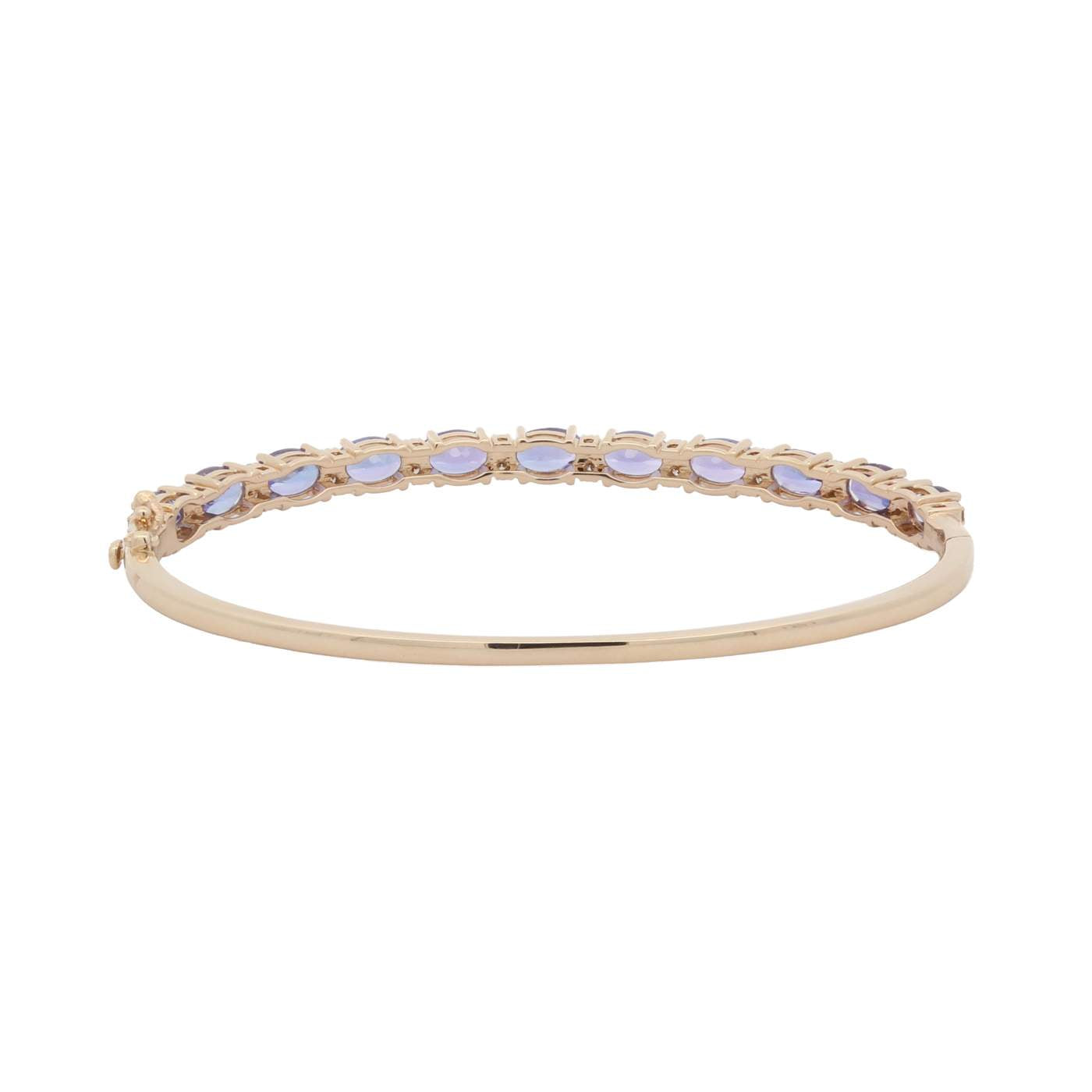 14K Alternating Diamond And Tanzanite Bangle Bracelet