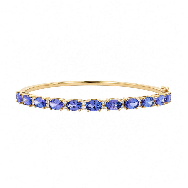 14K Alternating Diamond And Tanzanite Bangle Bracelet