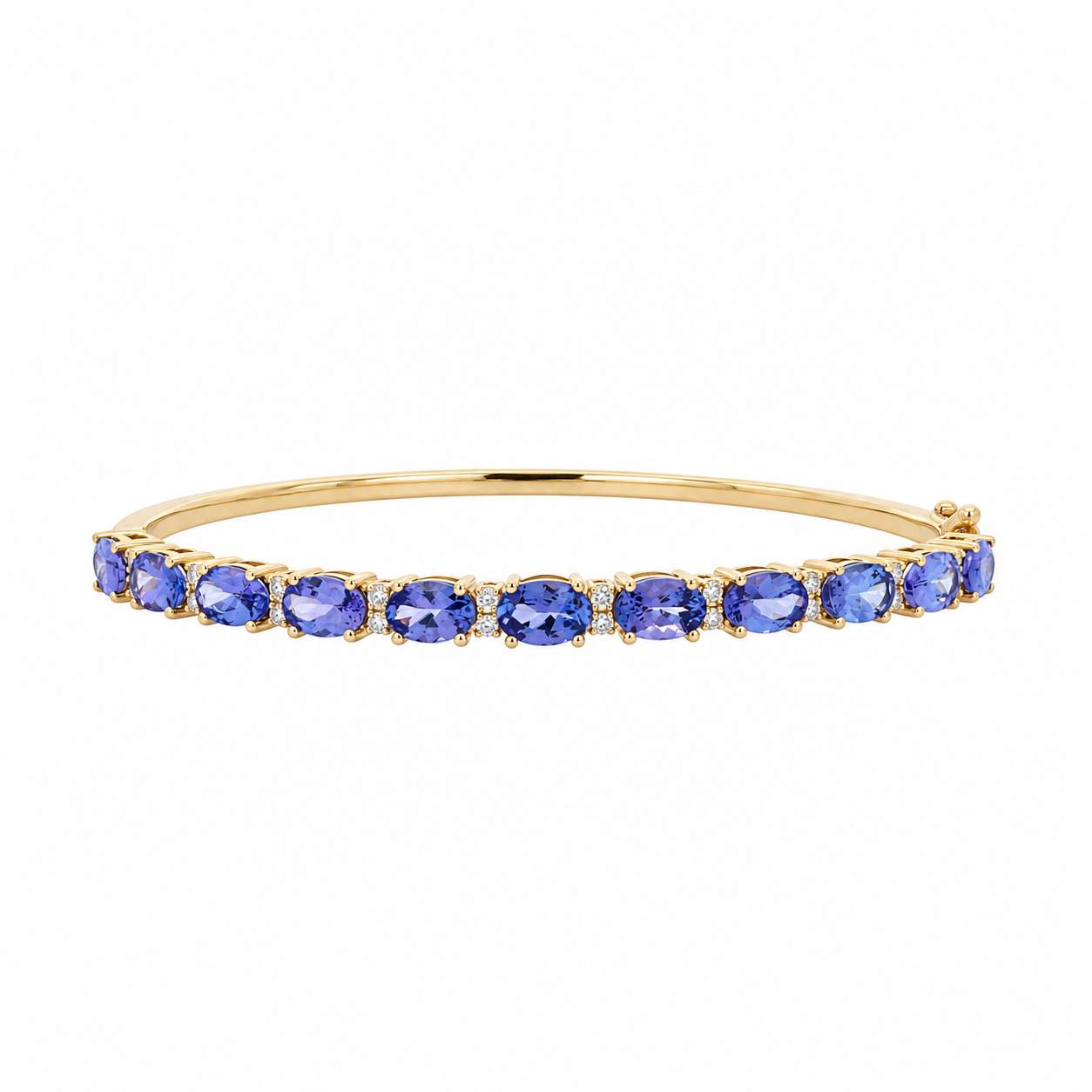 14K Alternating Diamond And Tanzanite Bangle Bracelet