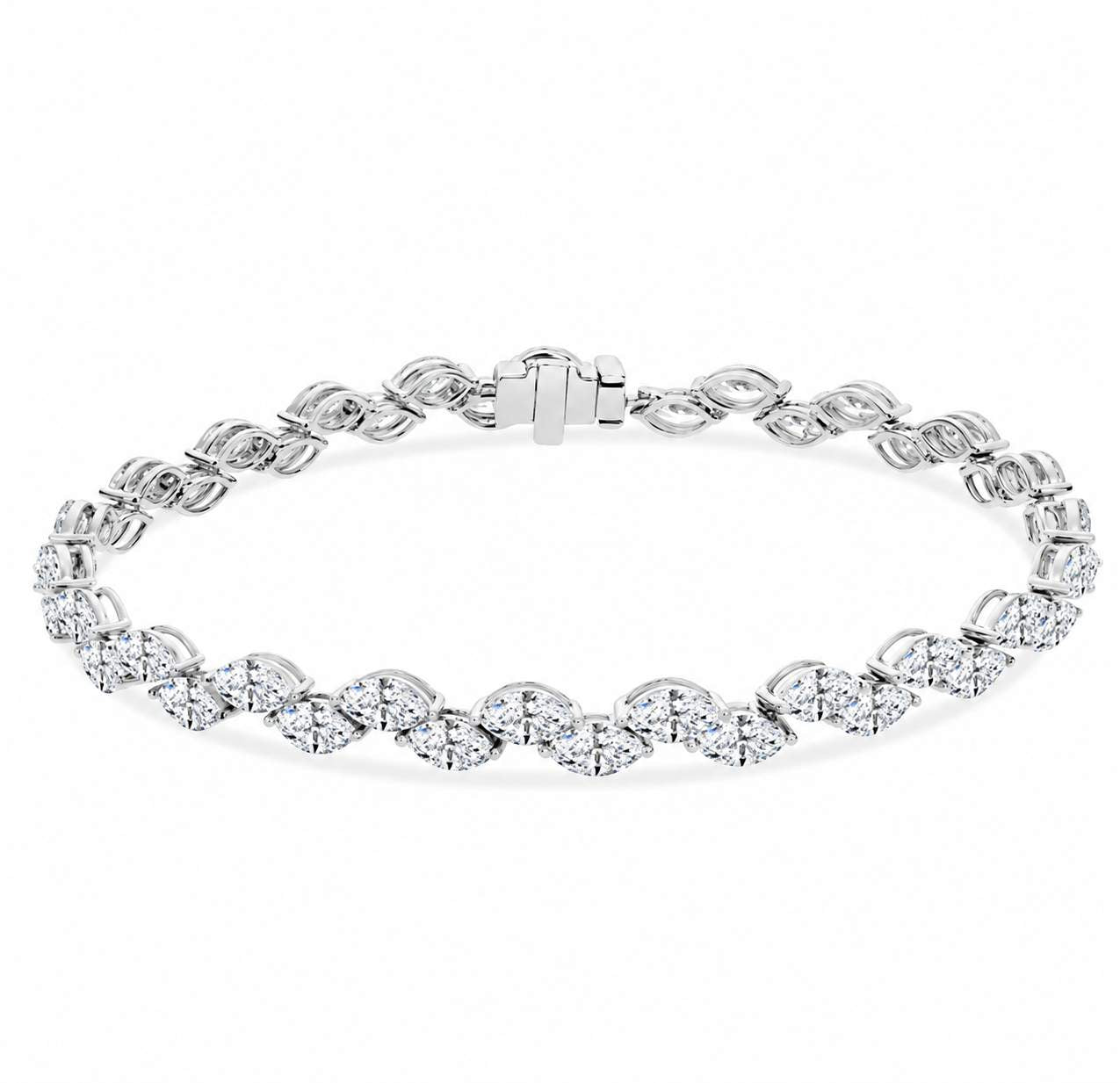 18K White Gold Marquise Cut Diamond Tennis Bracelet