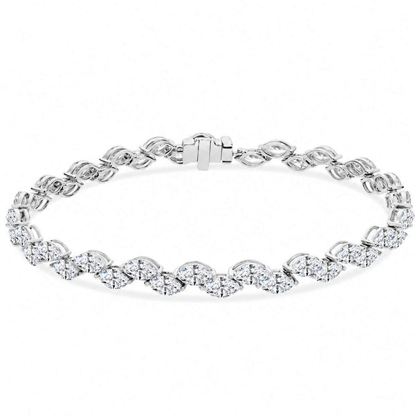 18K White Gold Marquise Cut Diamond Tennis Bracelet