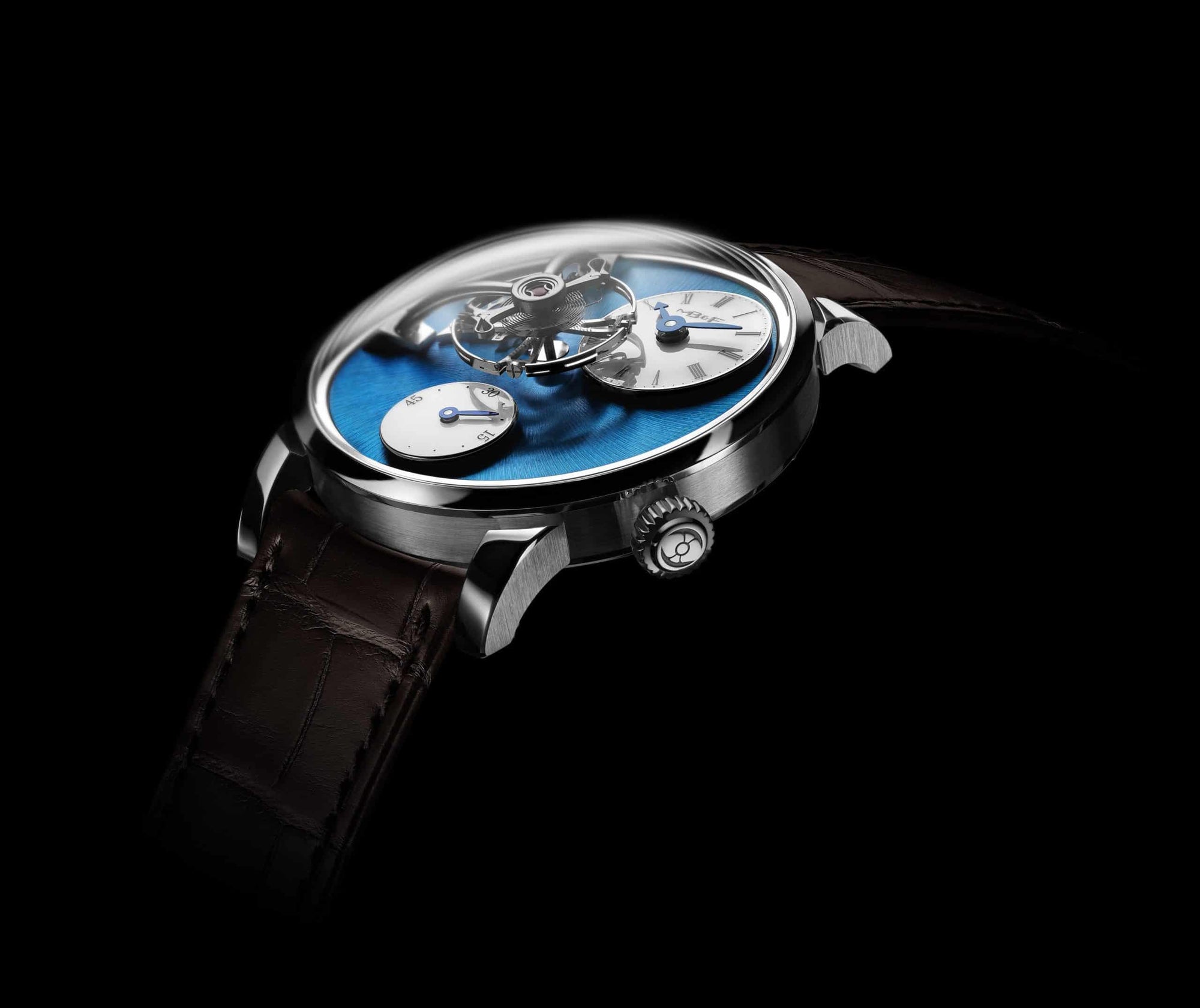 MB&F Legacy Machine 101- Blue/Stainless Steel - Provident Jewelry E-commerce