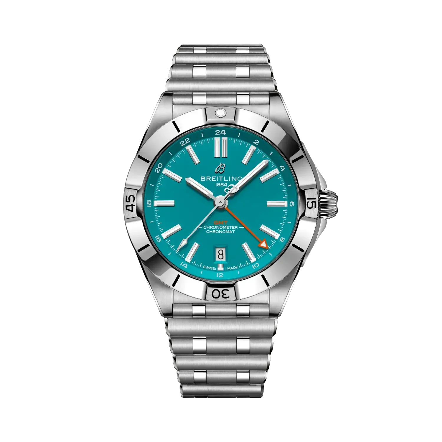 Chronomat Automatic GMT 40 NFL Miami Dolphins Edition- Stainless Steel (Available for Pre-Order) - Provident Jewelry
