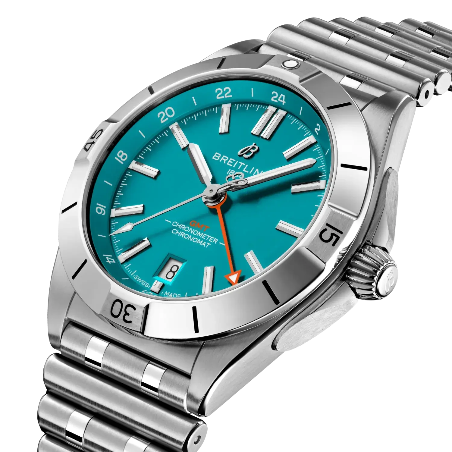 Chronomat Automatic GMT 40 NFL Miami Dolphins Edition- Stainless Steel (Available for Pre-Order) - Provident Jewelry