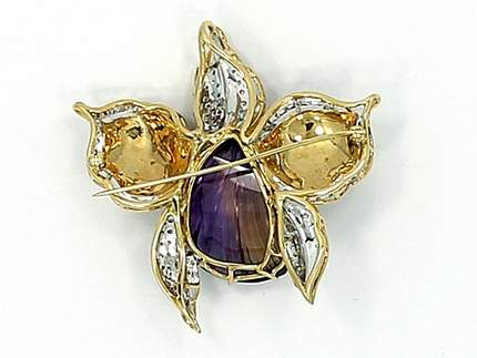 Amethyst And Diamond Orchid Pin
