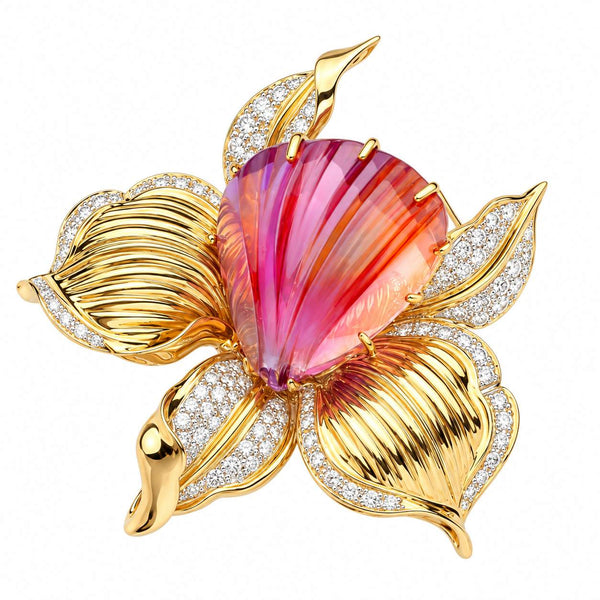 Amethyst And Diamond Orchid Pin