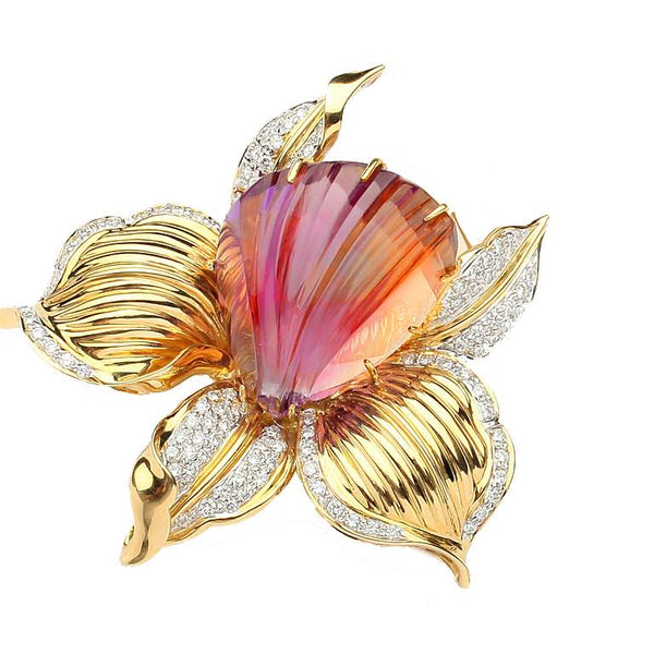 Amethyst And Diamond Orchid Pin