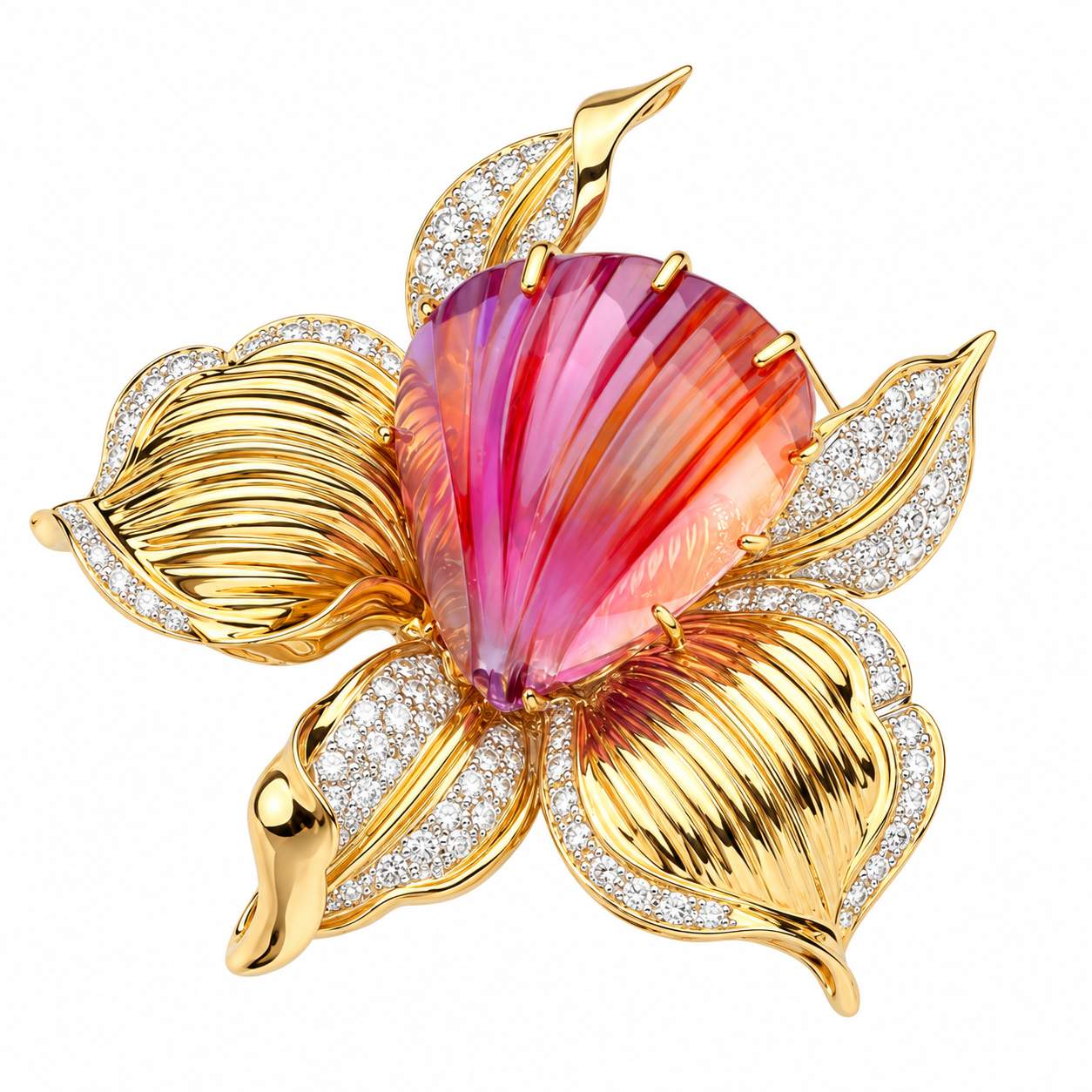 Amethyst And Diamond Orchid Pin