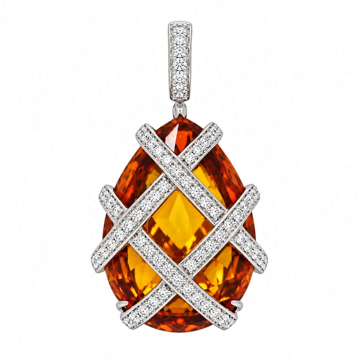 Madeira Citrine & Diamond Pear-Shape Pendant