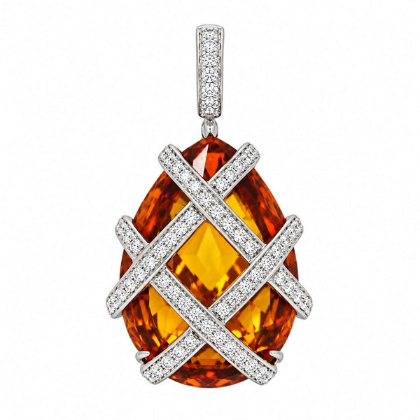 Madeira Citrine & Diamond Pear-Shape Pendant