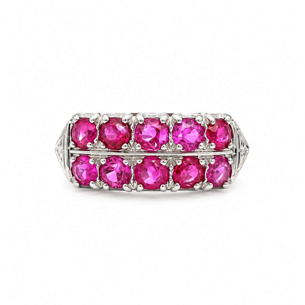 Pink Sapphire 2-Row Ring