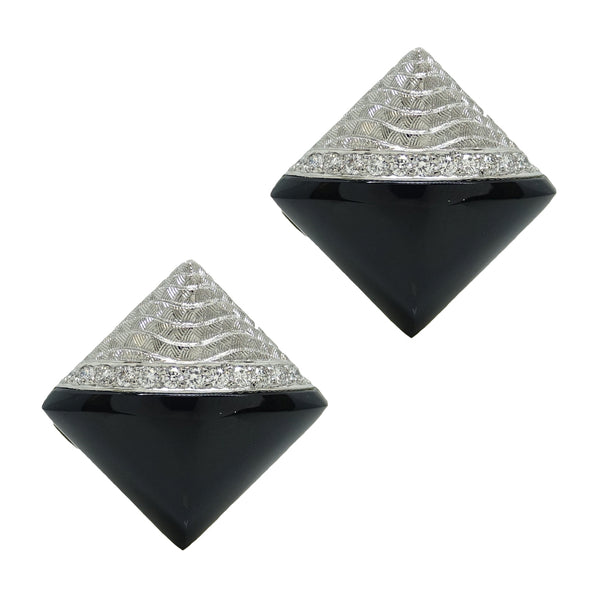 Michael Beaudry Diamond And Onyx Earrings