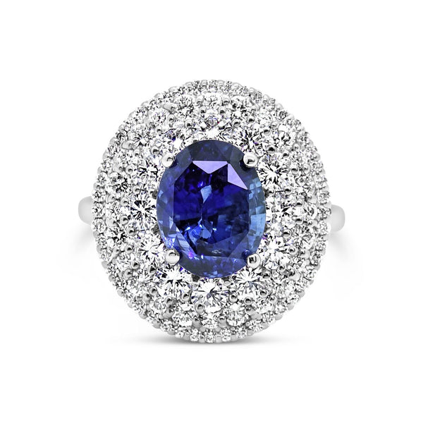 Sapphire And Diamond Halo Ring