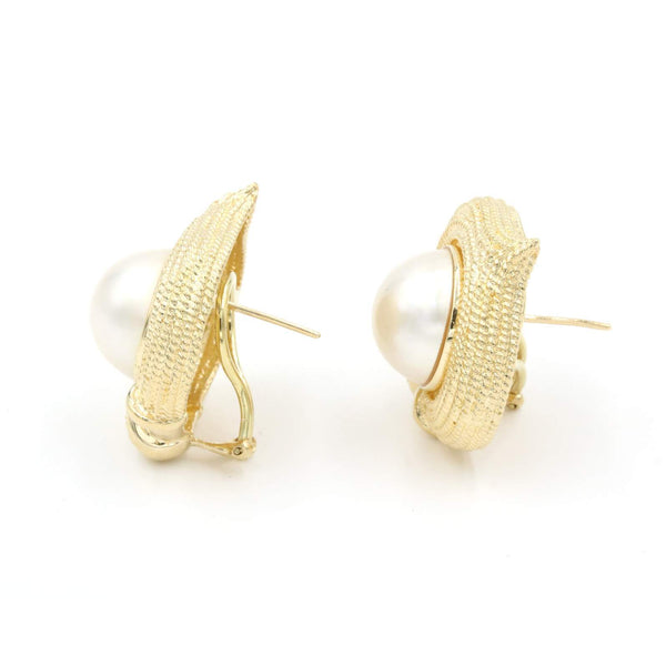Cultured Mabe Pearl And Diamond Earrings