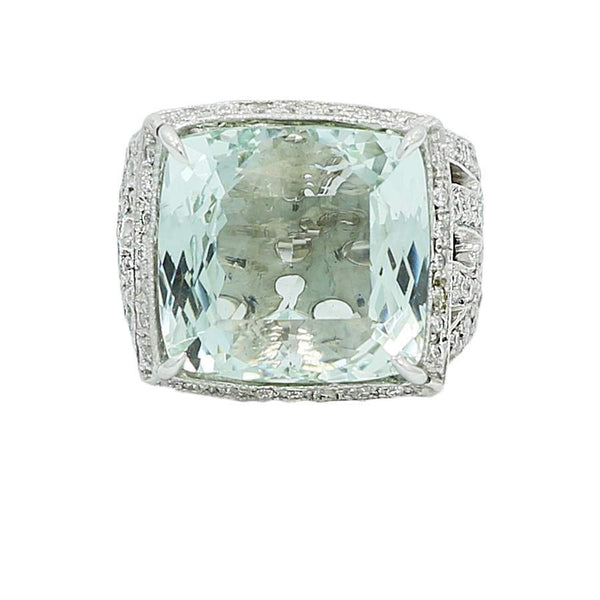 Aquamarine And Diamond Ring