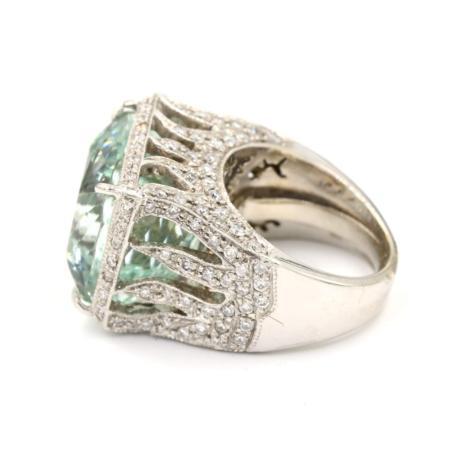 Aquamarine And Diamond Ring