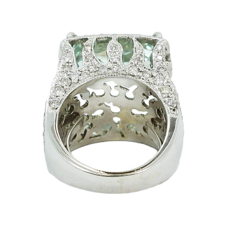 Aquamarine And Diamond Ring