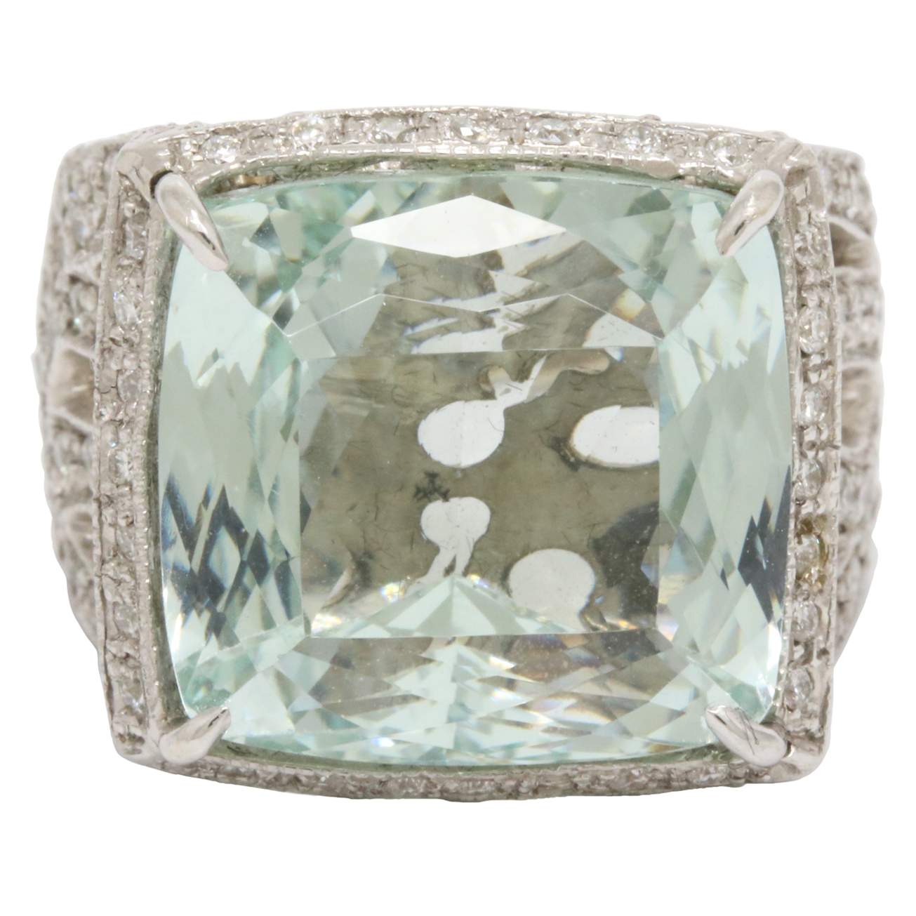 Aquamarine And Diamond Ring