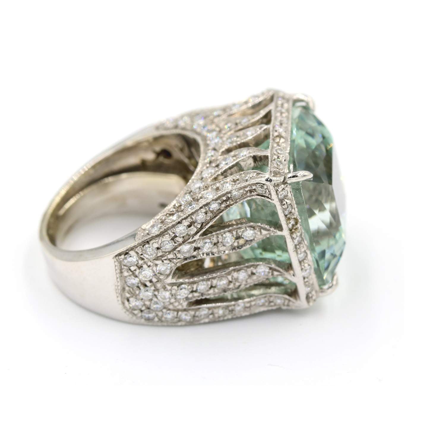 Aquamarine And Diamond Ring