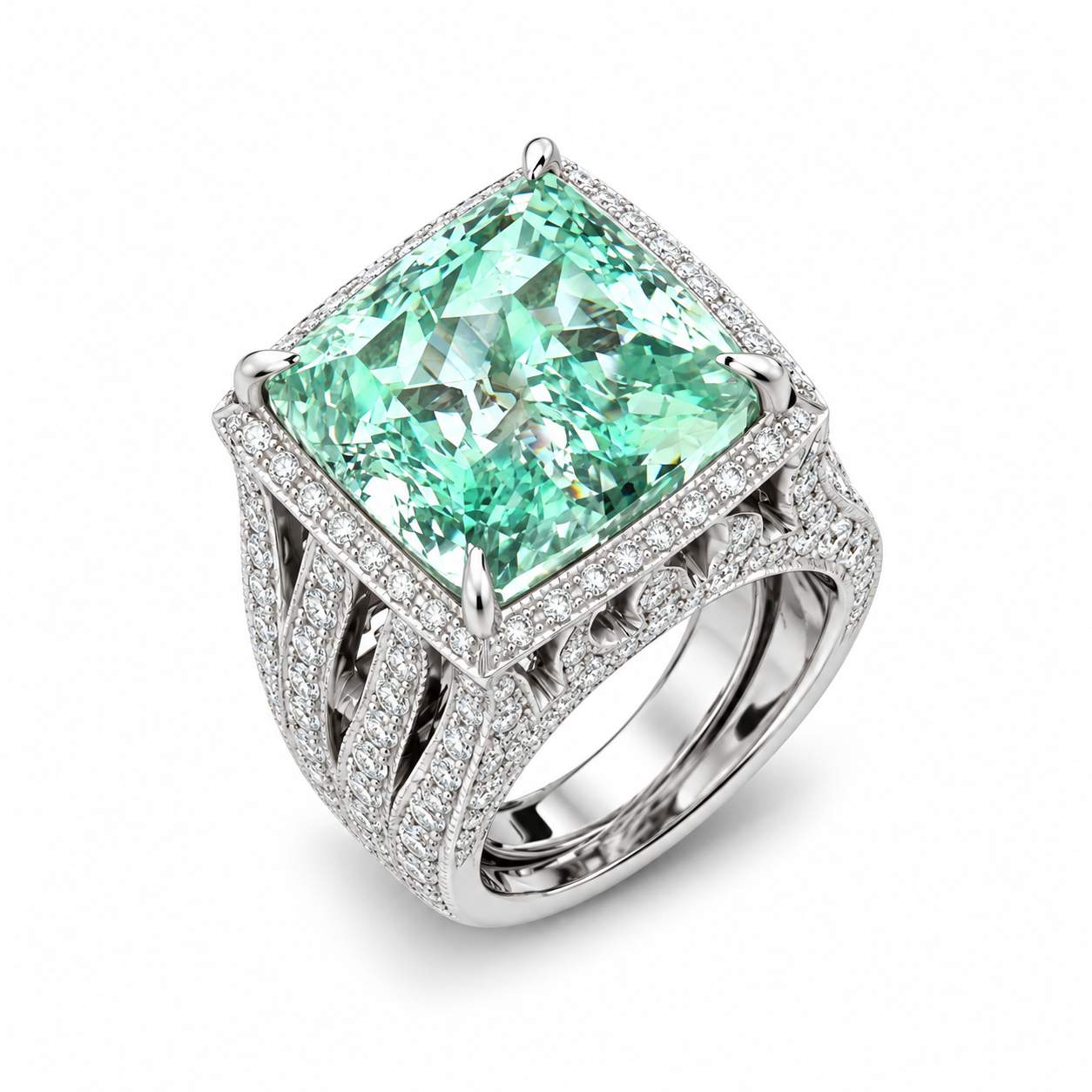 Aquamarine And Diamond Ring
