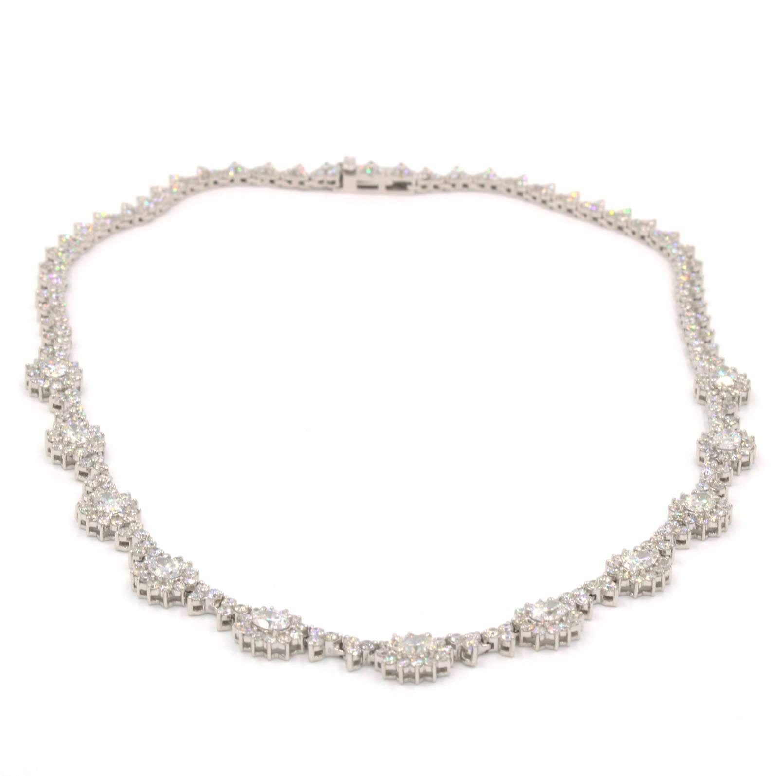 Diamond Flower Cluster Necklace