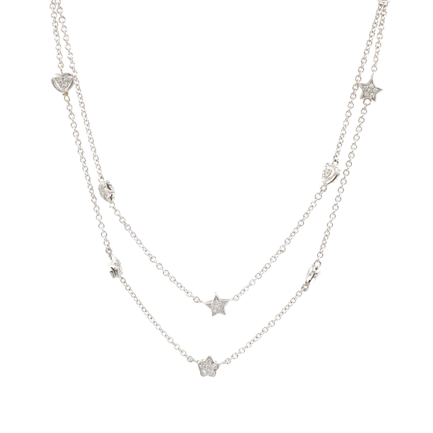 Double Strand Diamond Station Necklace