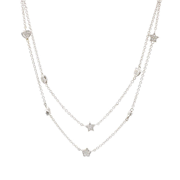 Double Strand Diamond Station Necklace