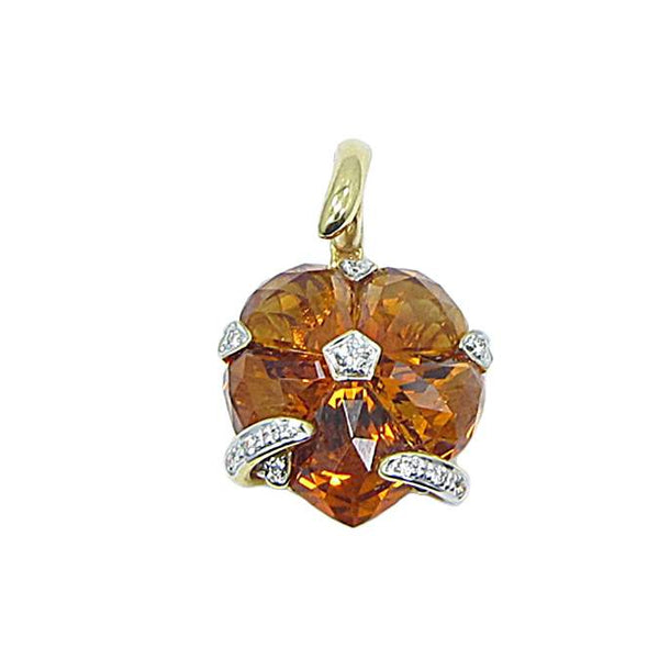 5.89 CTW CITRINE HEART AND DIAMOND PENDANT