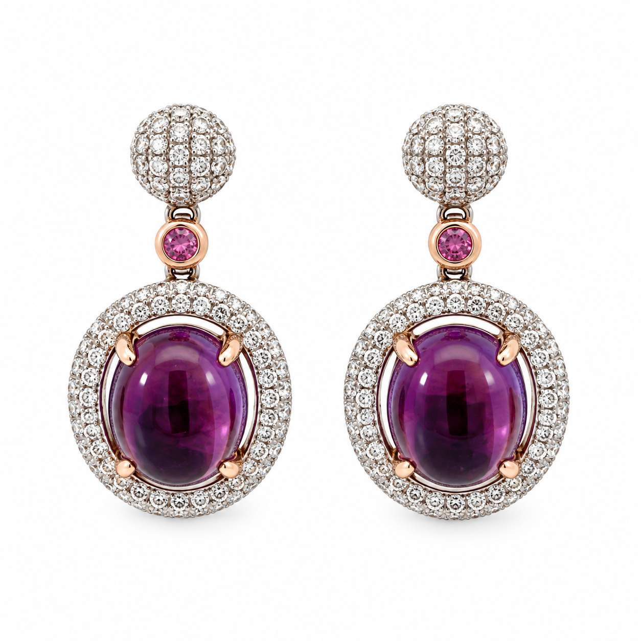 Amethyst And Diamond Earrings