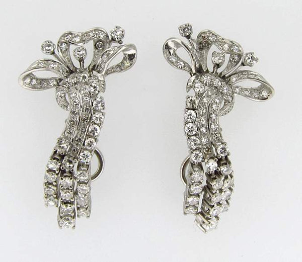 ~3.00 CTW PLATINUM DIAMOND DANGLE EARRINGS