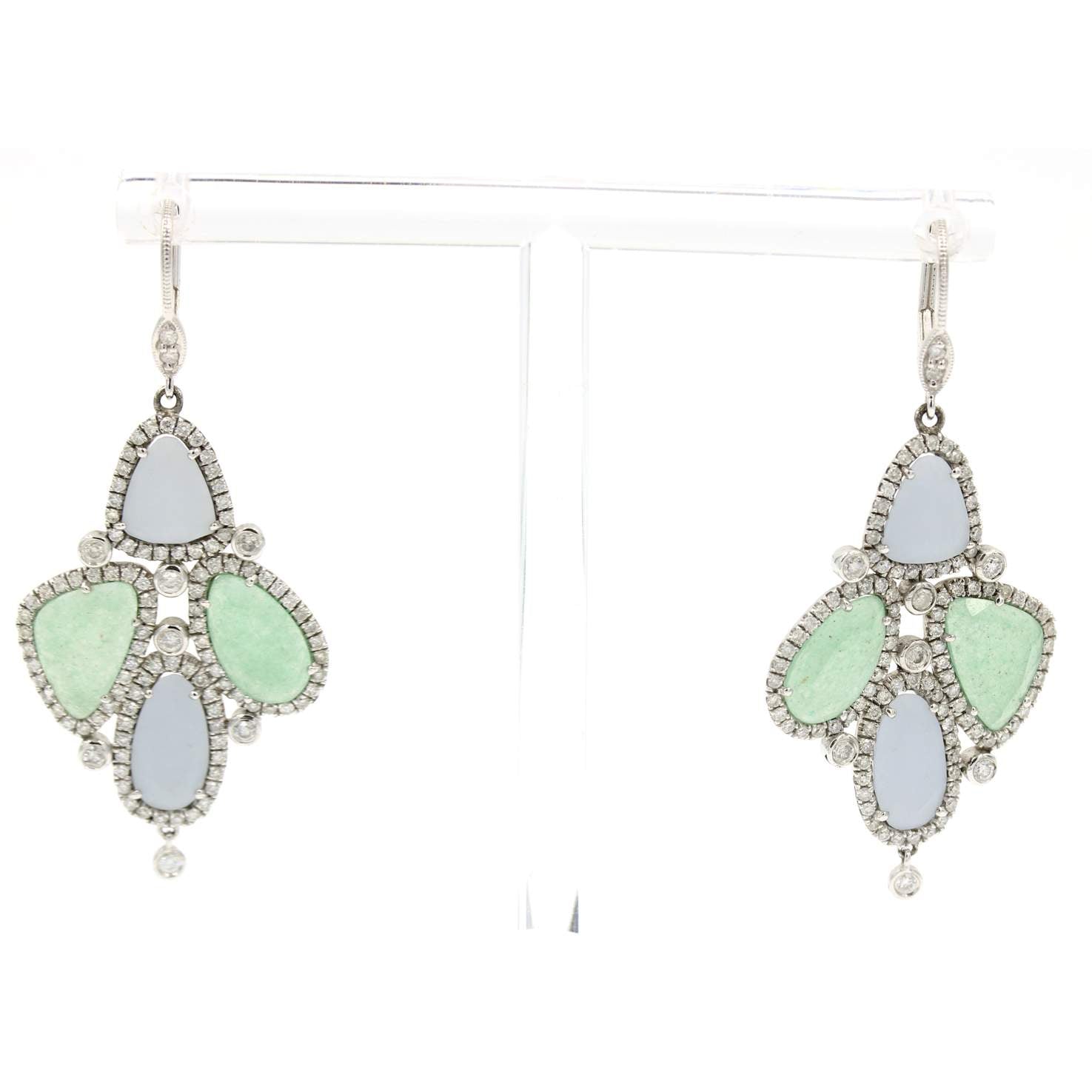MEIRA T DIAMOND AND CHALCEDONY EARRINGS