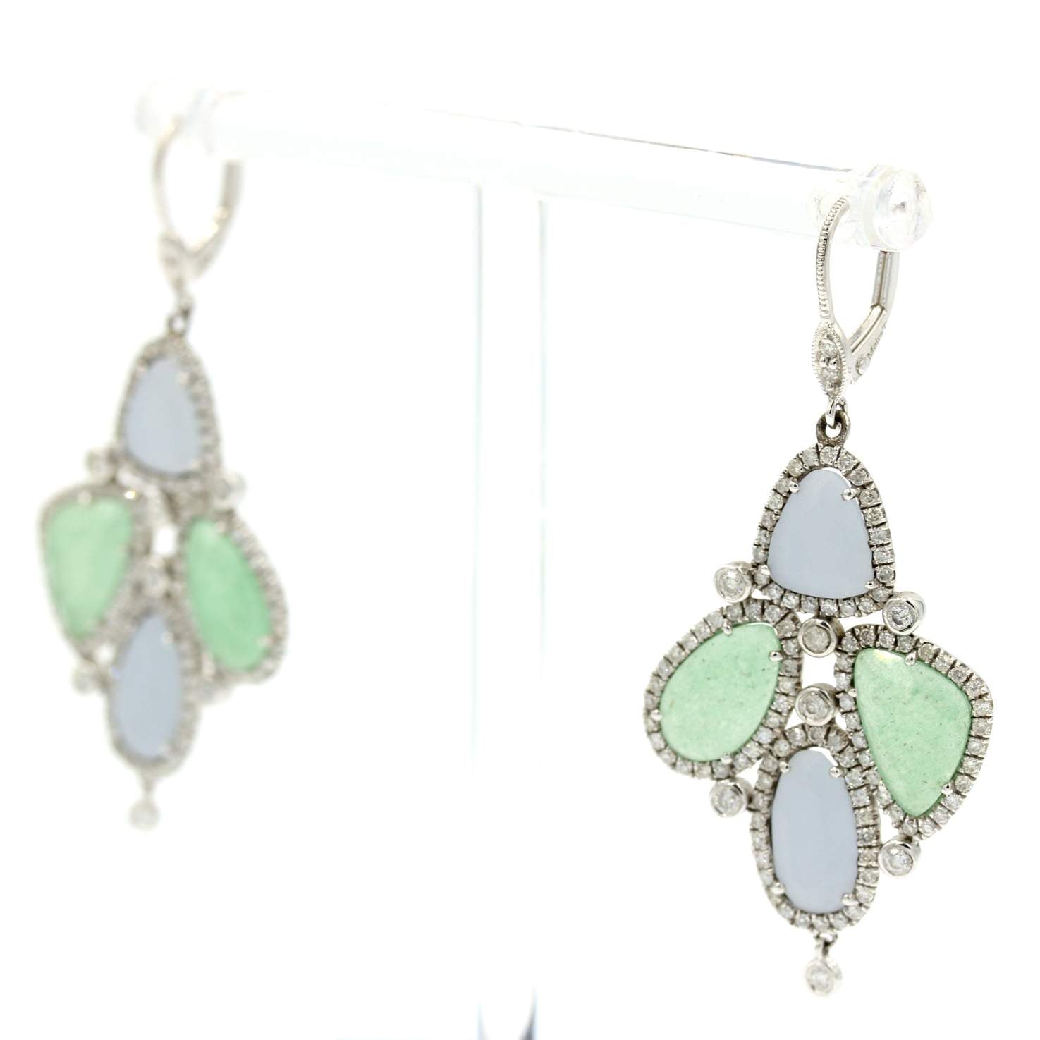 MEIRA T DIAMOND AND CHALCEDONY EARRINGS