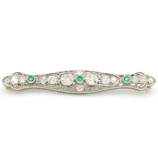 Emerald And Diamond Vintage Pin