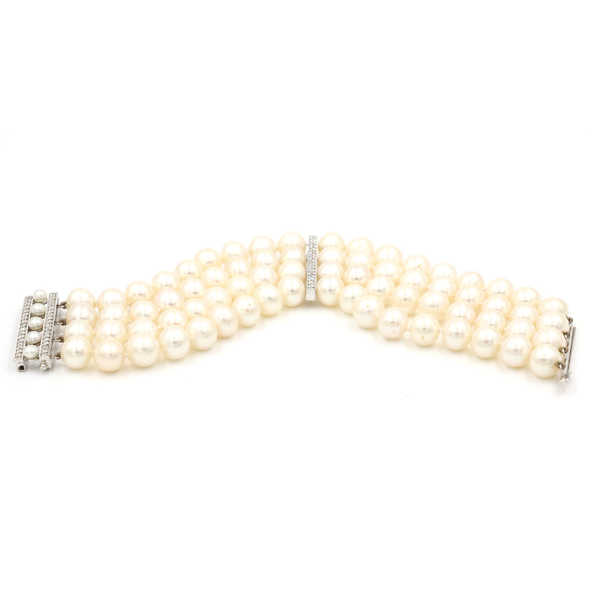 9-9.5MM PEARL AND DIAMOND BRACELET