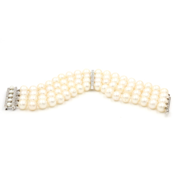 9-9.5MM PEARL AND DIAMOND BRACELET