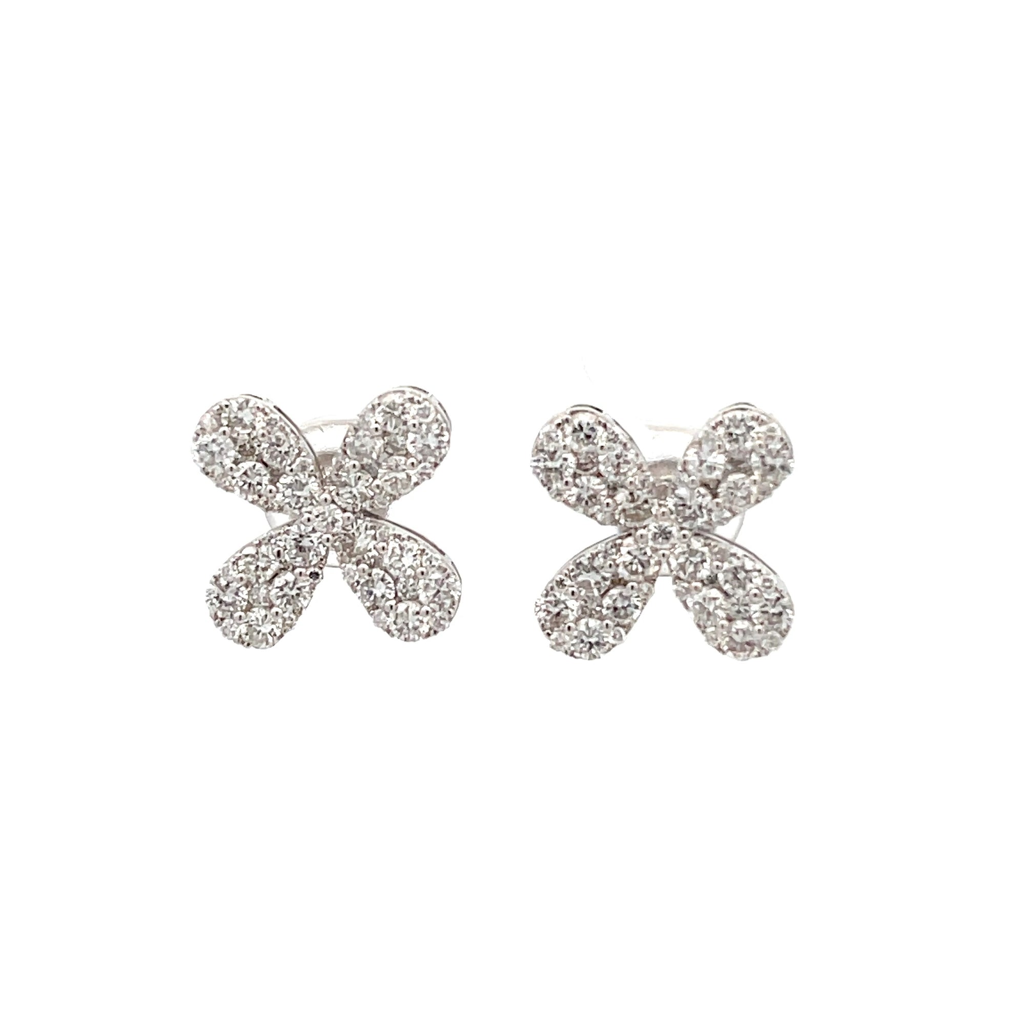 Diamond Flower Cluster Earrings