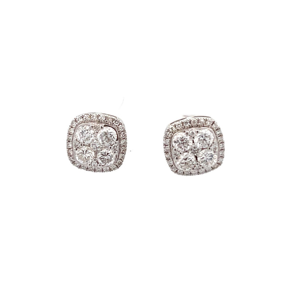 Diamond Cluster Stud Earrings