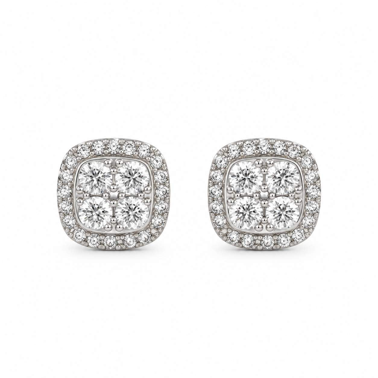 Diamond Cluster Stud Earrings
