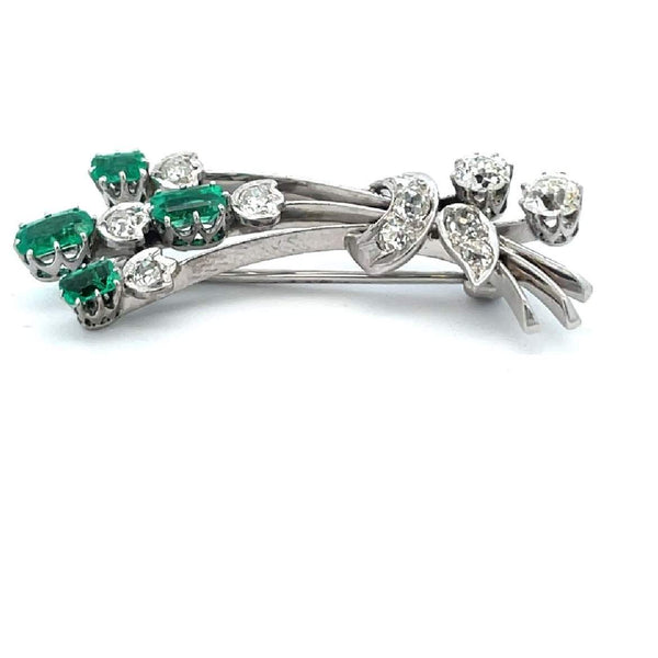 Emerald And Diamond Pin