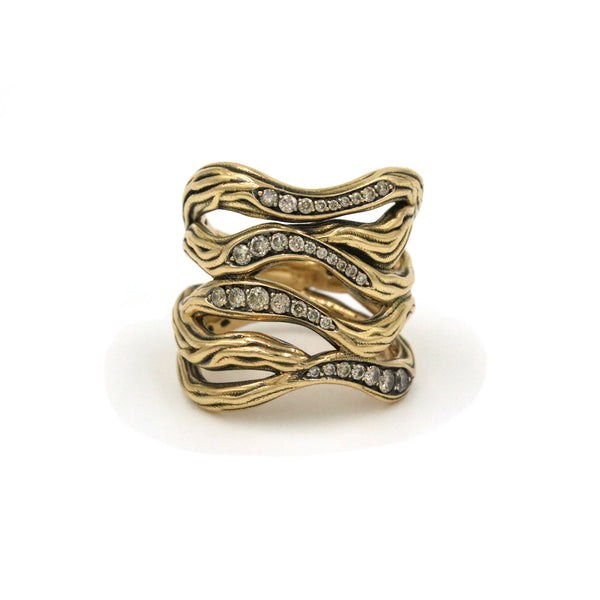 Rhodium Vulcano Diamond Ring